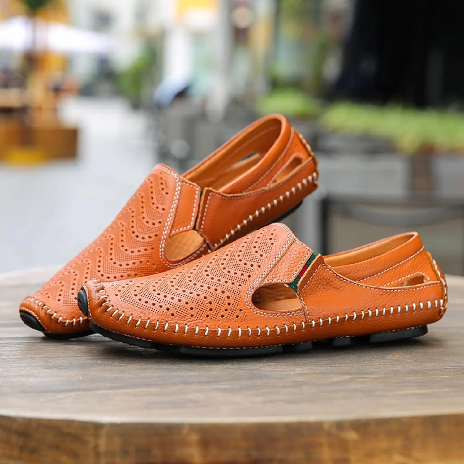 Мокасины мужские Premium Leather Loafers, коричневый Khwfjas — фото 2
