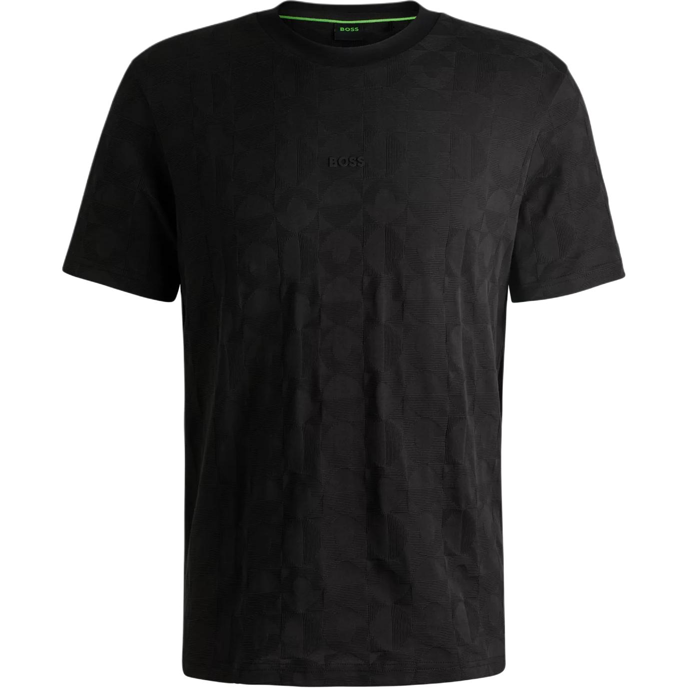 

Футболка с геометрическим жаккардовым узором Hugo Boss, черный