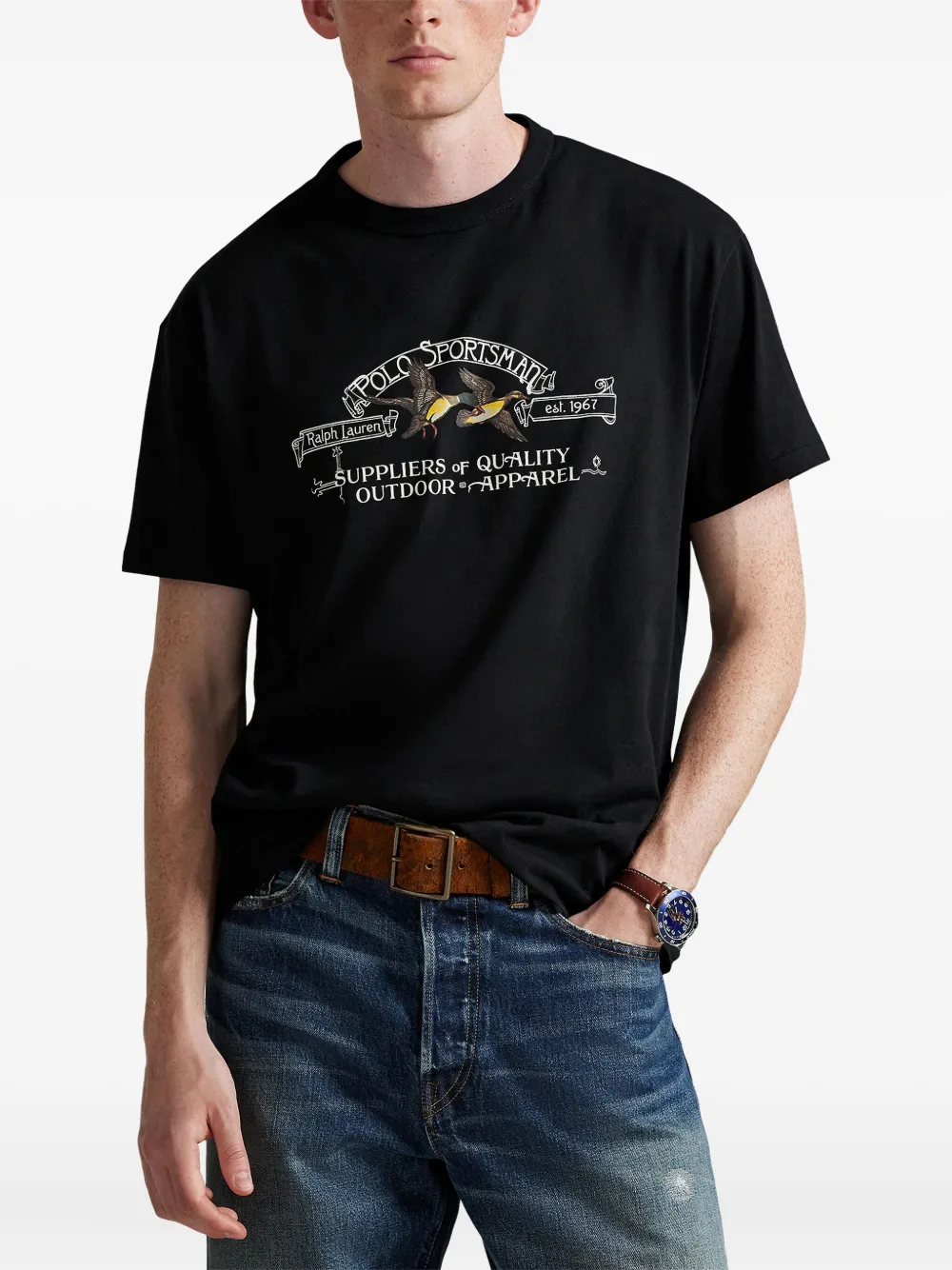 Футболка с графическим принтом POLO RALPH LAUREN, черный — фото 3