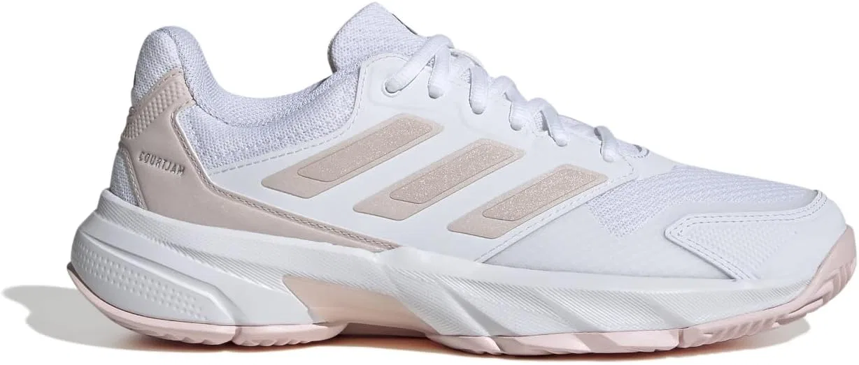 Кроссовки теннисные Adidas Courtjam Control 3, White/Sandy Pink Met./Sandy Pink — фото 3