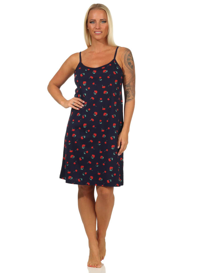 

NORMANN Ночная рубашка на бретельках «Вишни» - 62640, темно-синяя