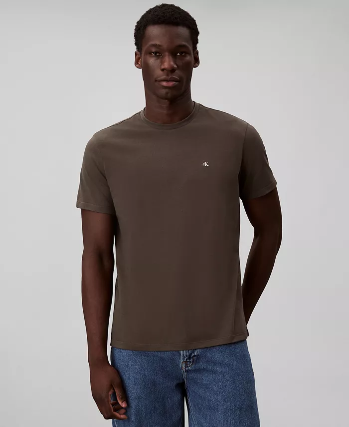 

Мужская однотонная футболка с круглым вырезом Calvin Klein, коричневый