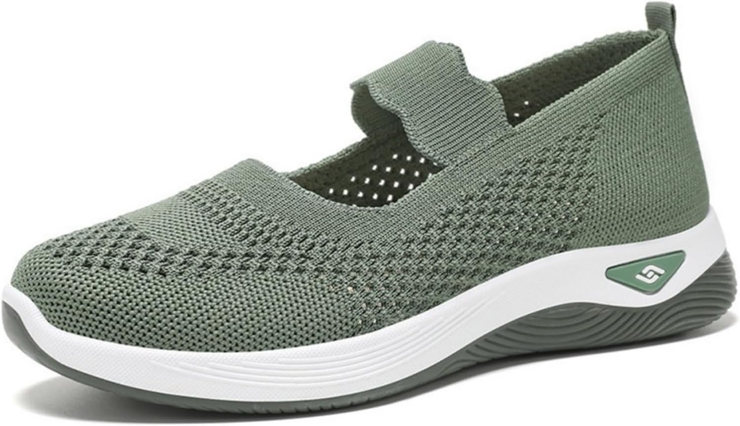 

Ортопедическая обувь для женщин, прогулочные туфли, удобные дышащие вязаные кроссовки без шнурков, мягкие ортопедические туфли на каждый день для дома и улицы, легкие, с широкой колодкой Kvotuu, зеленый