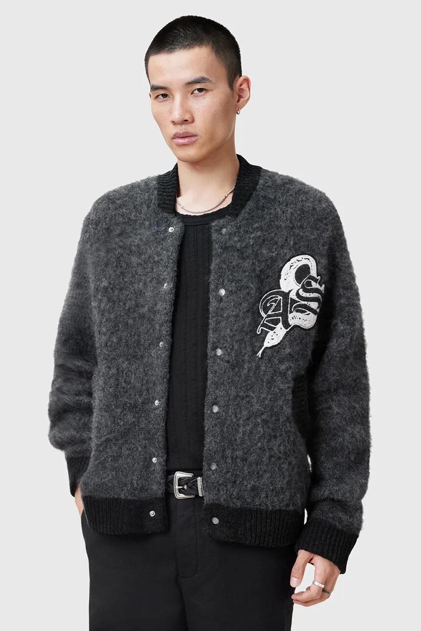 

Шерстяной кардиган AllSaints JACKSON, серый