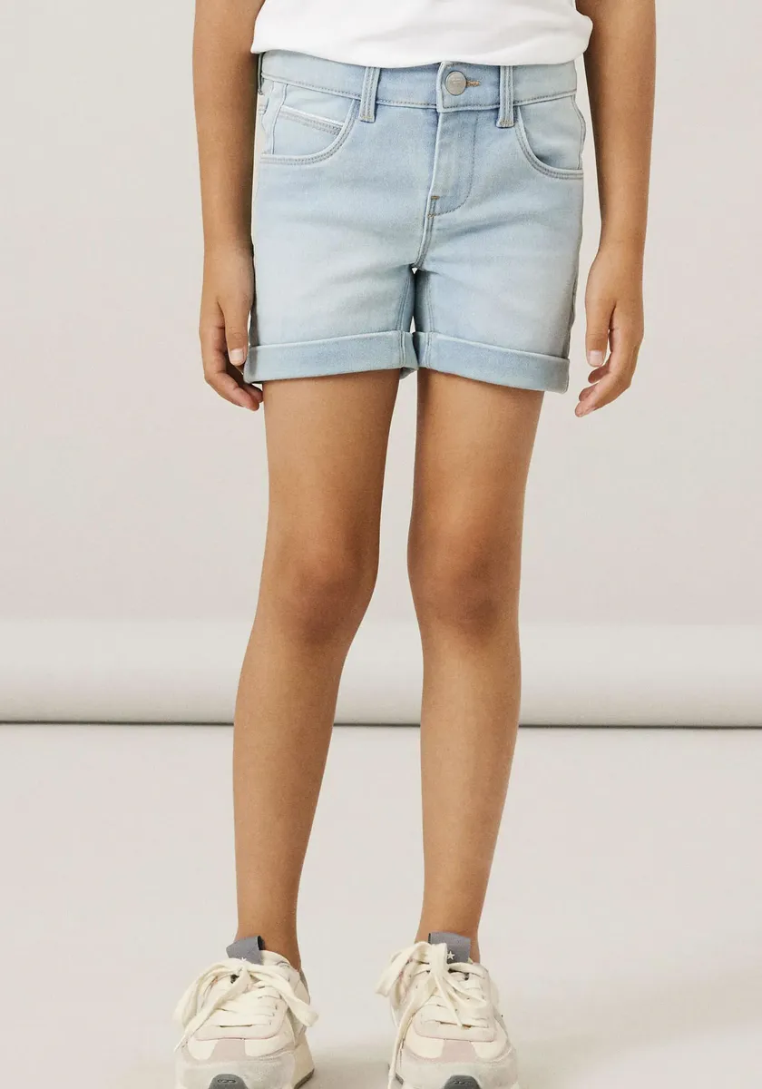 

Шорты Name It "NKFSALLI SLIM DNM SHORTS", с отворотом по краю, голубой