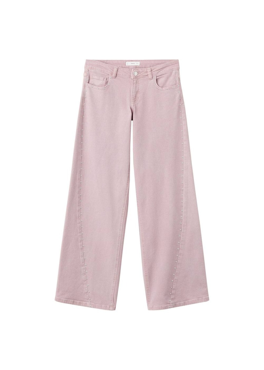 

Джинсы с широкими штанинами MANGO TEEN Stones, светло-розовый
