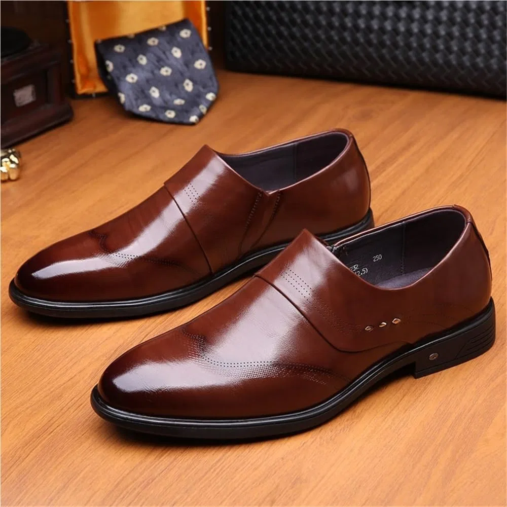 Лоферы мужские кожаные, Breathable Leather Oxford Shoes, Brown UOPYNE — фото 2