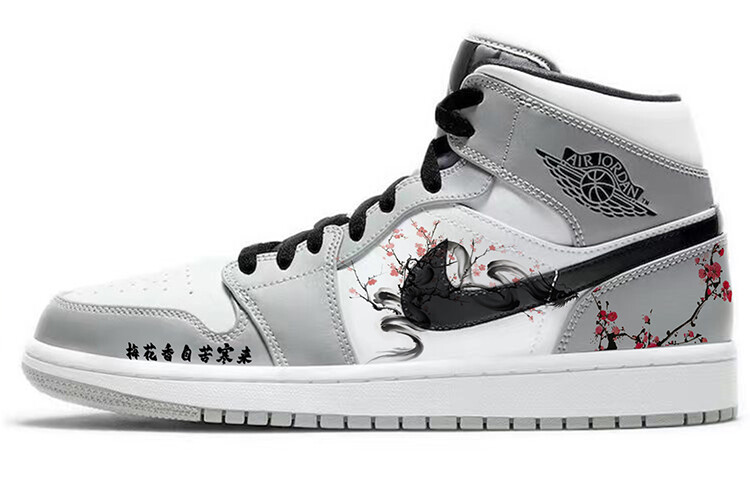 

Кроссовки Air Jordan 1 Vintage Basketball Shoes Men High-top Grey/white, серый