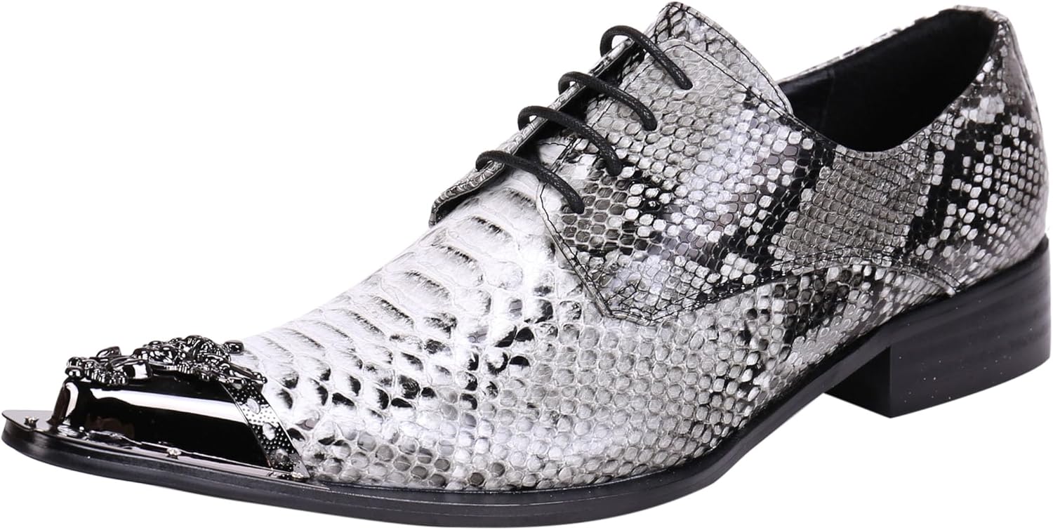 

Мужские кожаные туфли Santimon с заостренным носком, шнуровкой, стильные повседневные Oxfords с металлическим наконечником, серебро