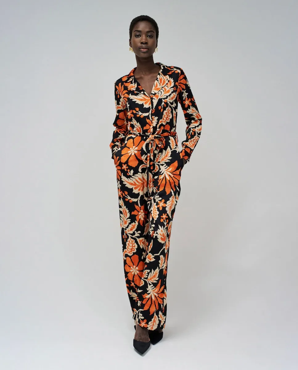 

Женский длинный комбинезон с цветочным принтом Salsa Jeans, черный/оранжевый