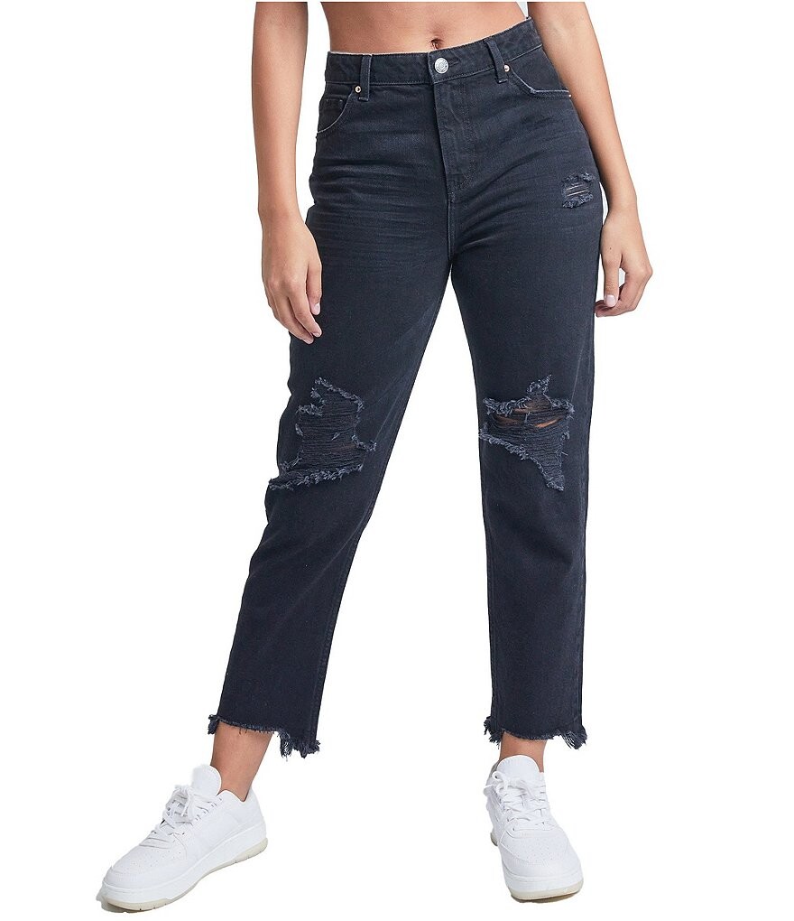 

YMI Jeanswear Базовые джинсы с высокой посадкой и потертостями до щиколотки, черный