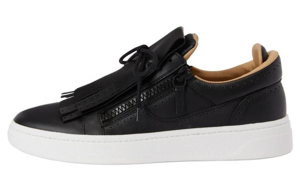 Бахромчатые кожаные кроссовки женские Giuseppe Zanotti, черные
