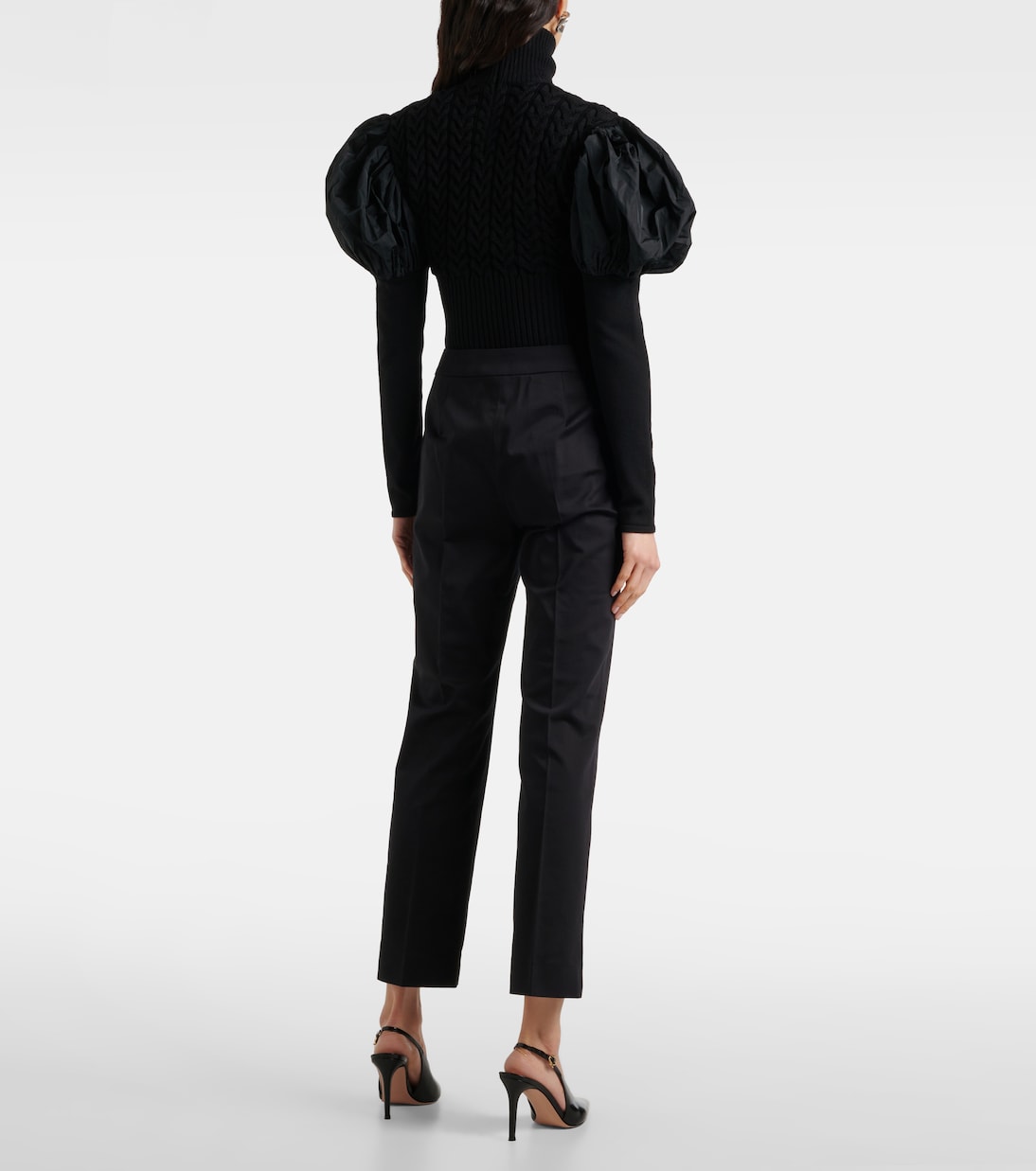 Расклешенные брюки из хлопка цвета окры со средней посадкой Max Mara, Nero — фото 3