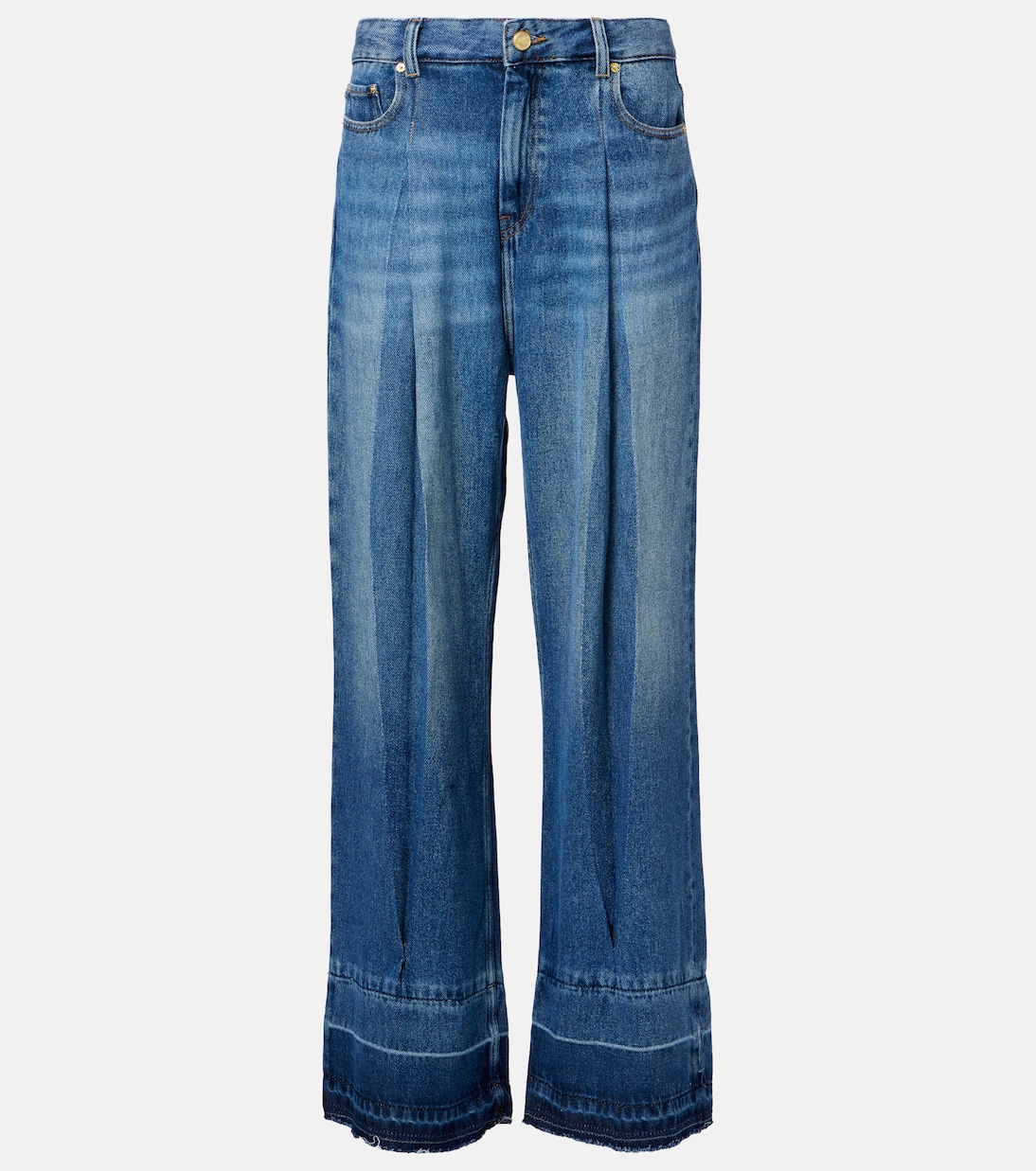 

Джинсы с широкими штанинами и плиссе Ganni, Mid Blue Vintage