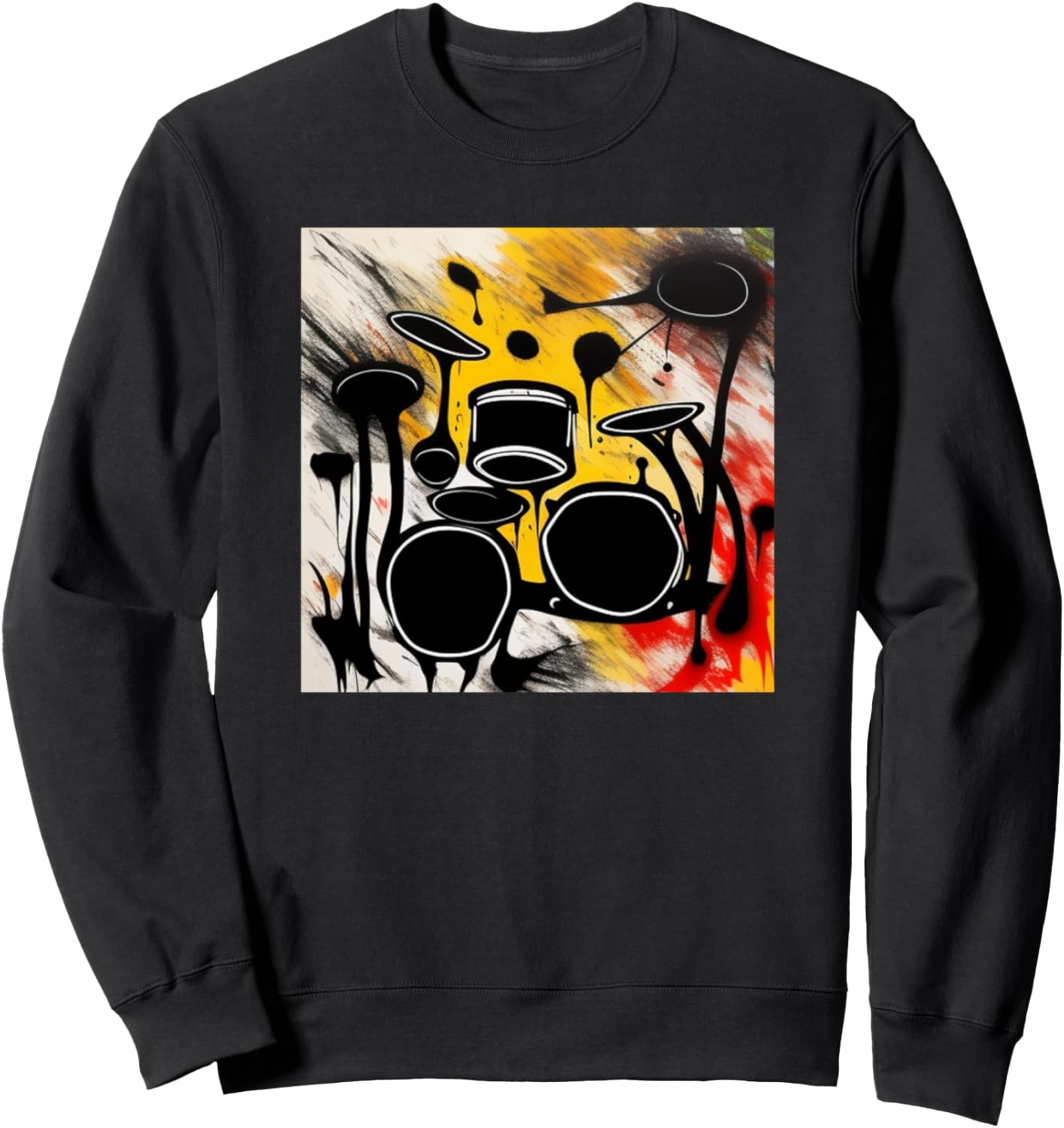 

Толстовка с силуэтом барабанщика в разноцветном исполнении Drums Music Art Men Women Kids | Boys Girls Gift
