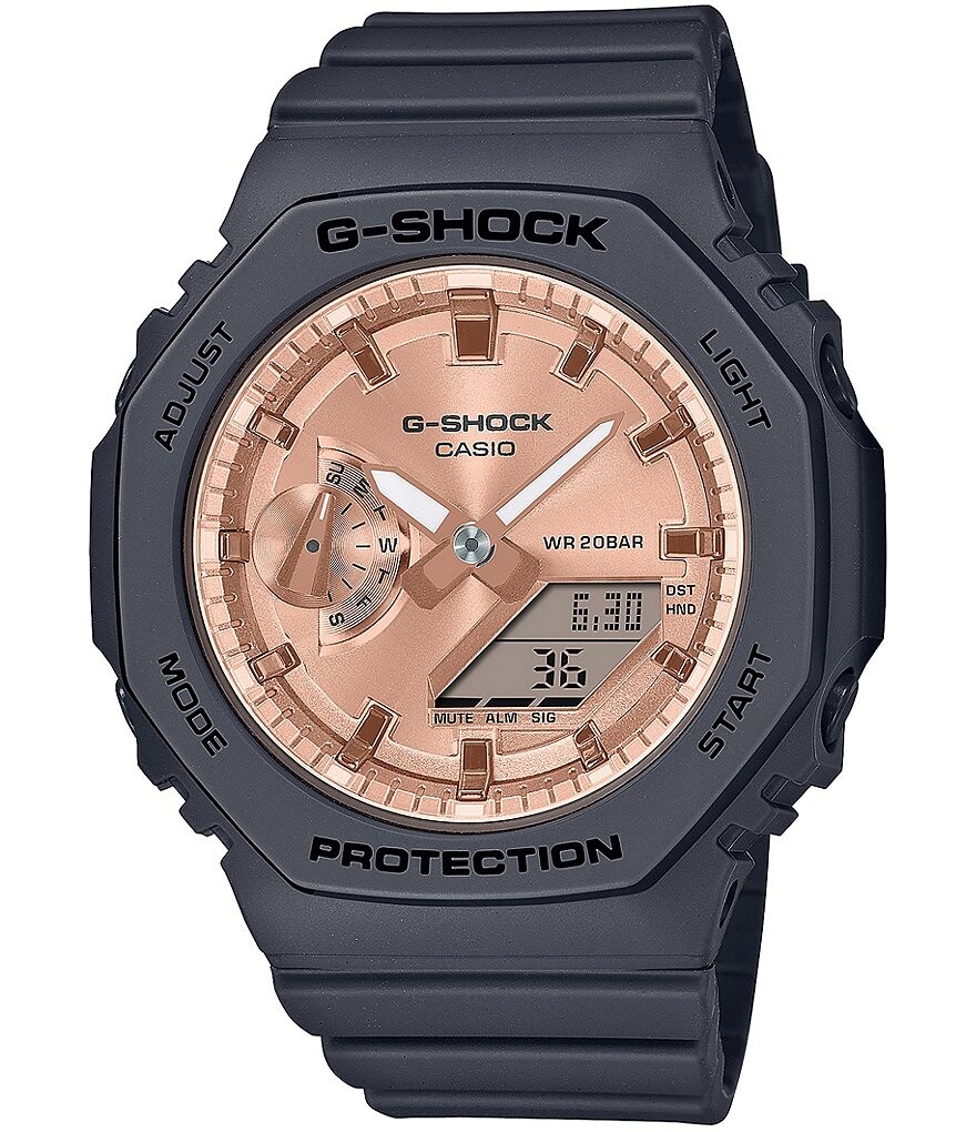 

Женские цифровые аналоговые часы G-Shock с черным полимерным ремешком, черный