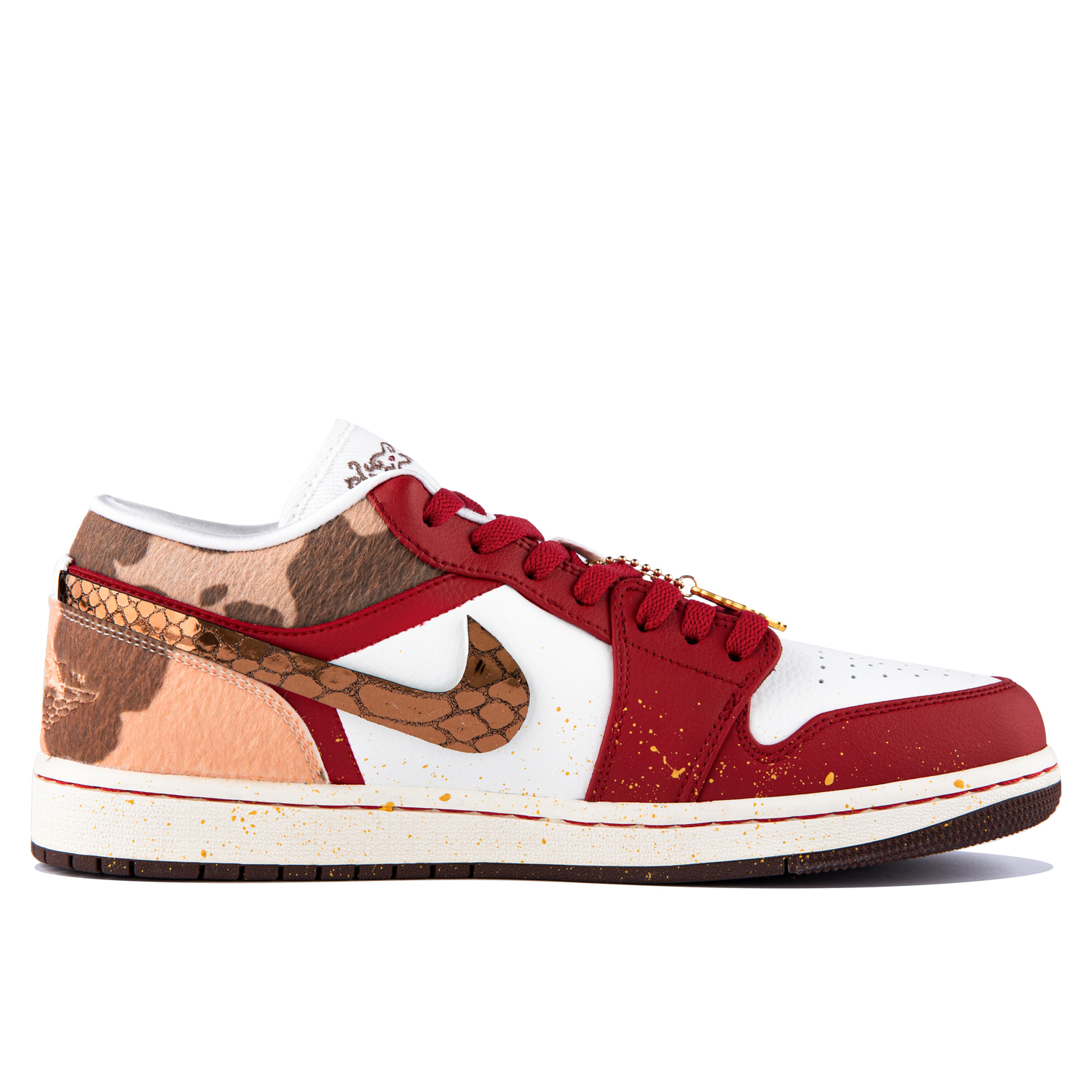 Air 1 FOMO Horse Year Limited CNY Edition, сумка для покупок, устойчивая к истиранию, дышащая, низкие Jordan, белый красный — фото 4
