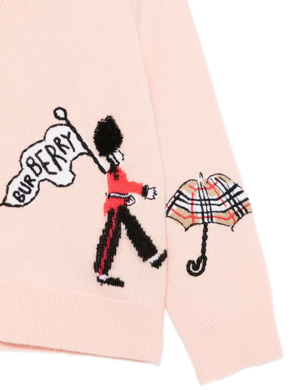 Кардиган с вышитой косичной вязкой BURBERRY KIDS, розовый — фото 3