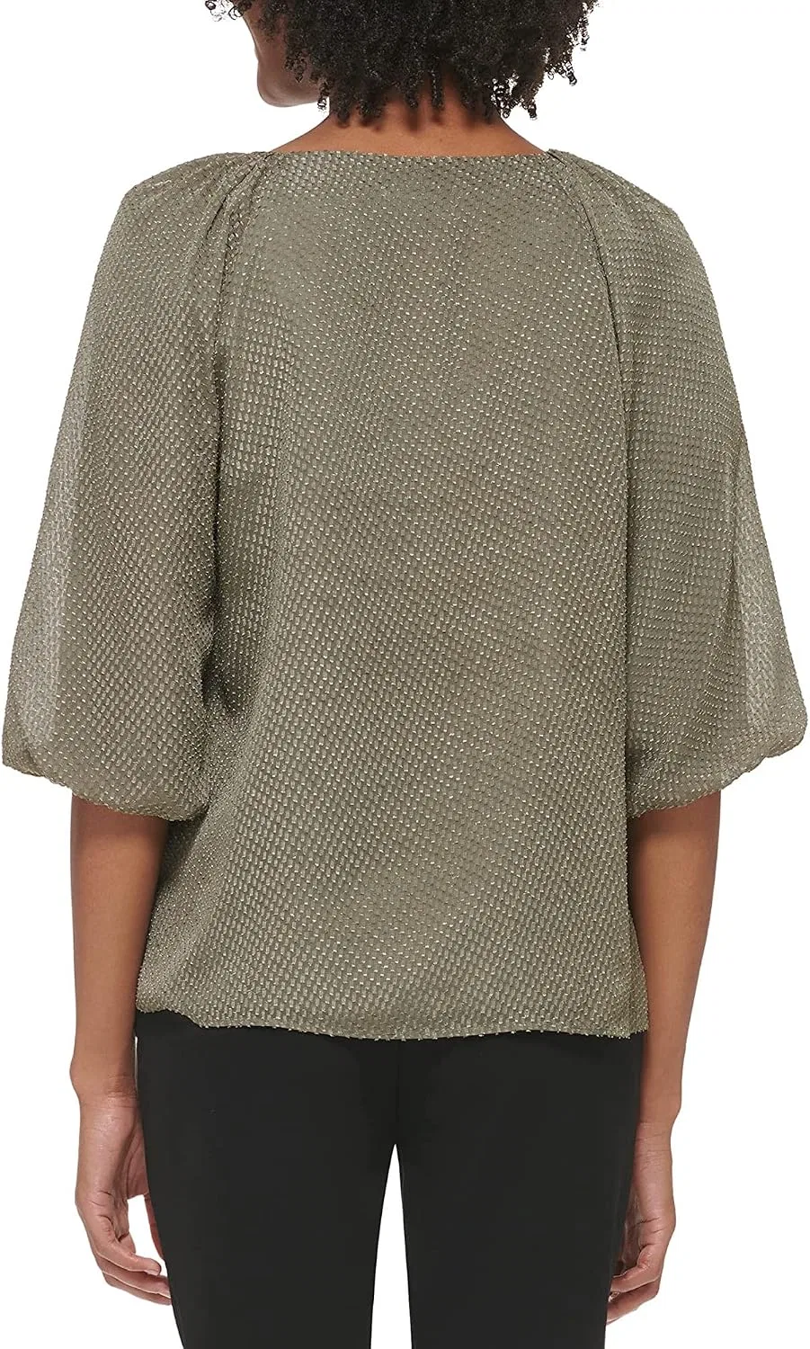 Топ Calvin Klein, lantern sleeve, chiffon, caper — фото 2