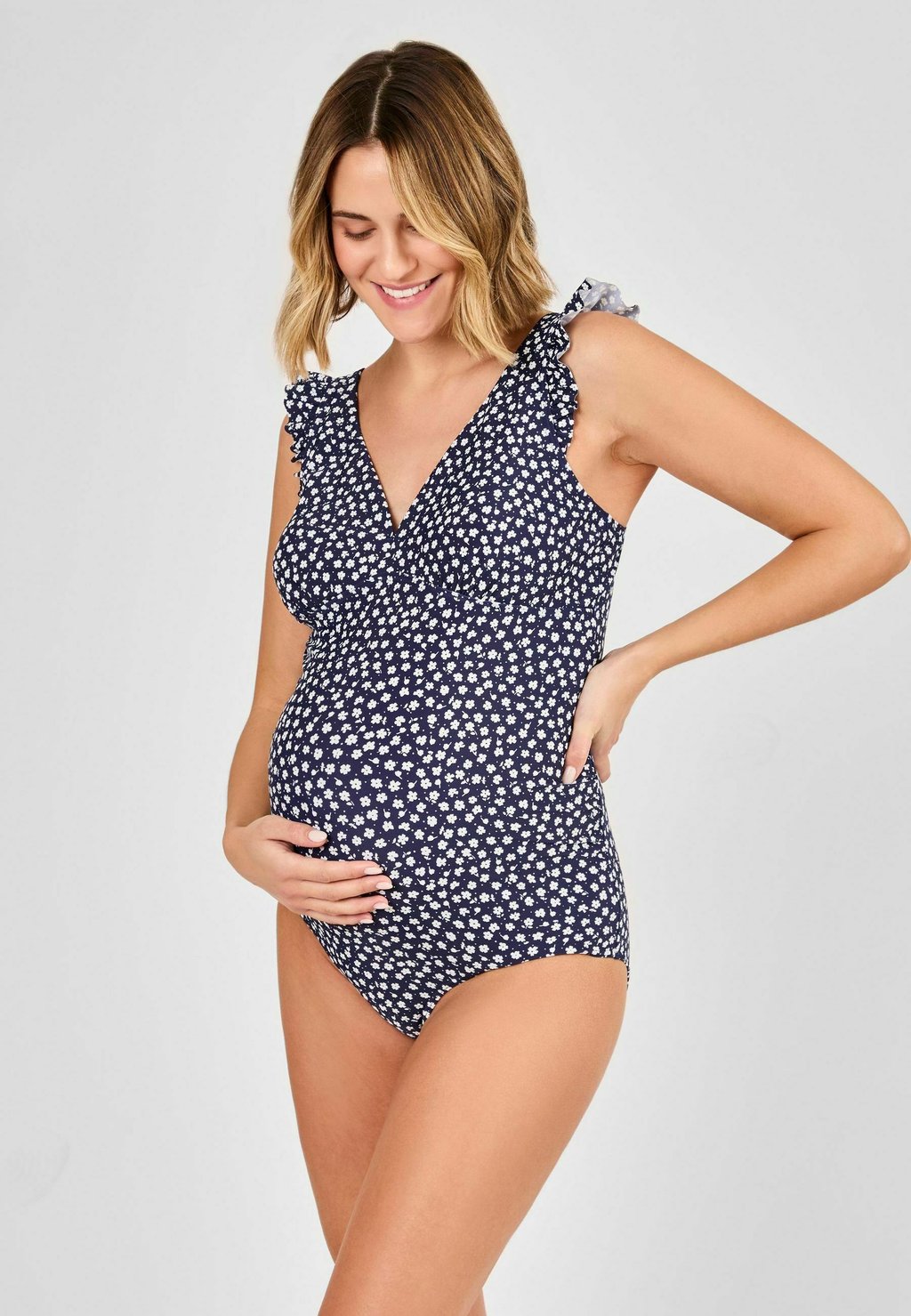 

Купальник MATERNITY - DITSY PRINT FRILL SLEEVE V-NECK JoJo Maman Bébé, синий