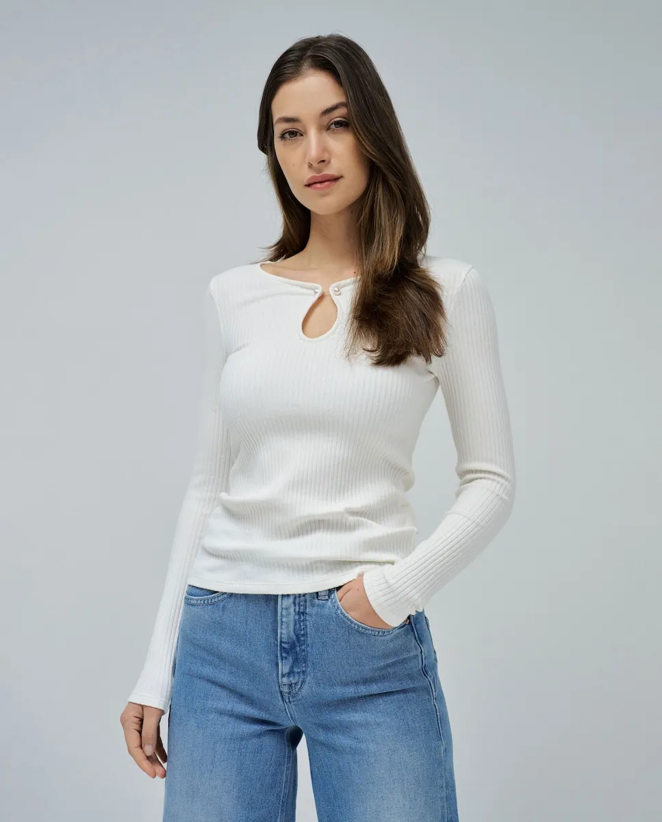 

Женский свитер в рубчик Salsa Jeans, кремовый