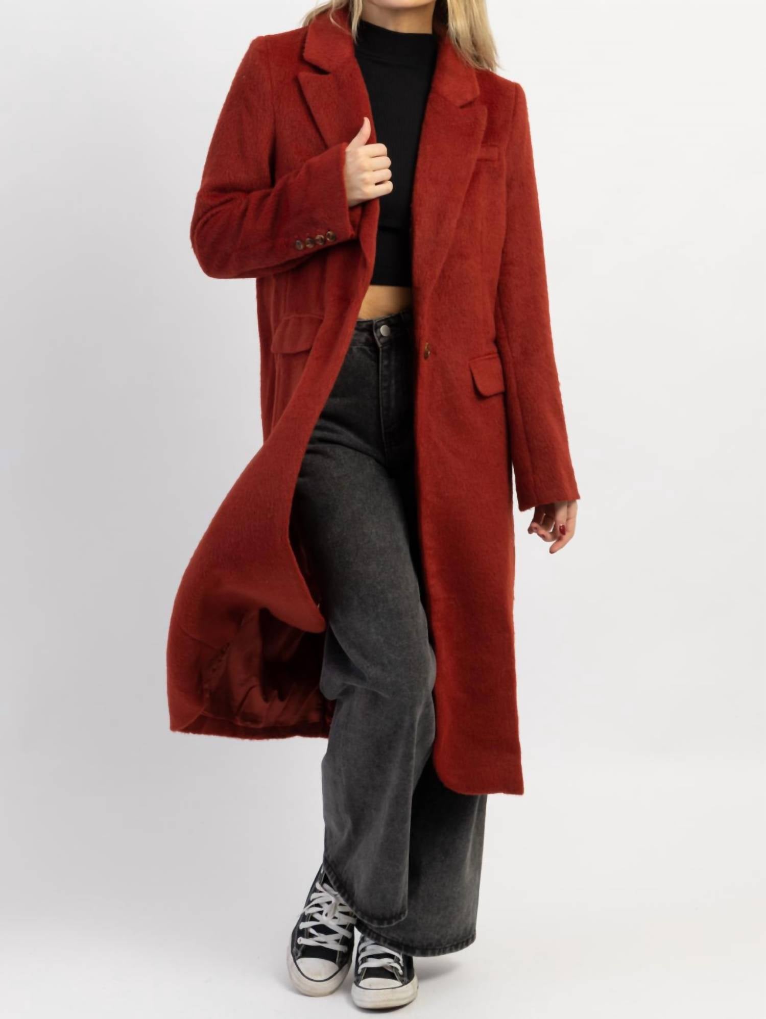 

Пальто из шерсти Eliza Brick Brushed Wool красного цвета CRESCENT