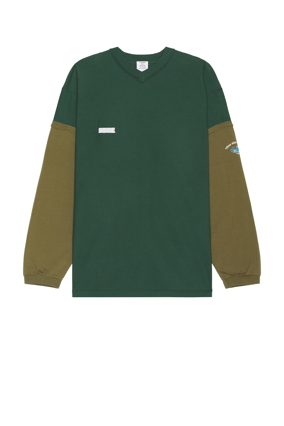 

Футболка мужская Inside-Out Shark Longsleeve Vetements, цвет Polizei Green & Khaki