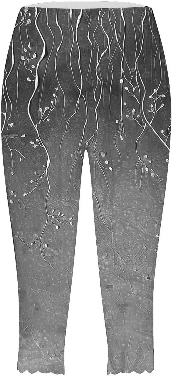 Женские укороченные леггинсы с цветочным принтом High Waist — фото 4