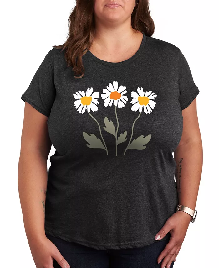 

Футболка с принтом "Ретро ромашки" Plus Size Hybrid Apparel, черный