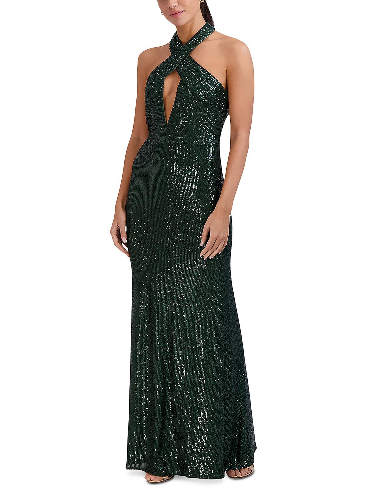 

Женское вечернее платье с бретельками через шею, расшитое пайетками Laundry by Shelli Segal