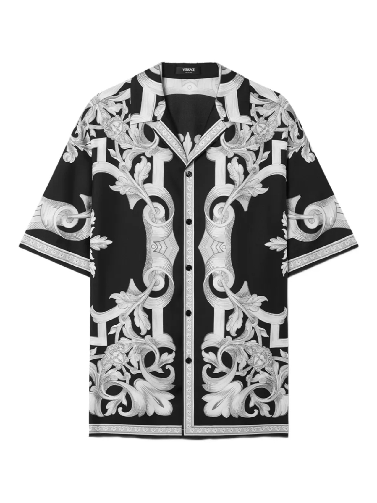 

Шелковая рубашка с принтом в стиле барокко от Versace, черный