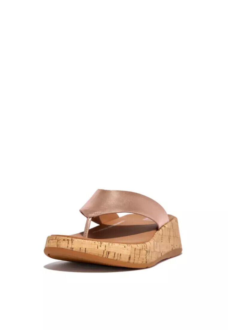 FitFlop F-Mode FT7-323 сандалии на платформе для женщин розовое золото пробка ремешок между пальцами — фото 2
