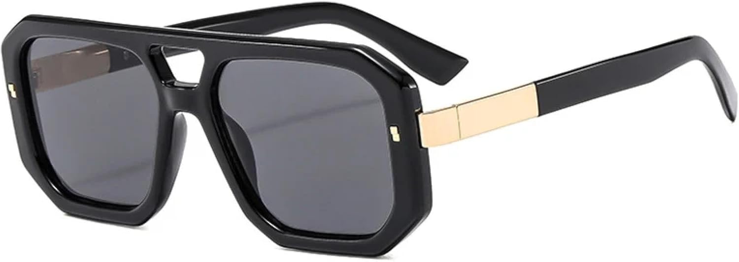 

Женские солнцезащитные очки с двойной перемычкой, роскошные, в стиле ретро, ​​прозрачные градиентные, защита от УФ-излучения UV400, мужские очки с заклепками TVTBBVV, Black Grey