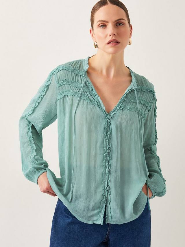 

Блузка с рюшами джульетта Monsoon, цвет Sea Green