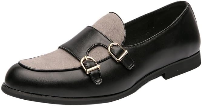 

Мужские повседневные классические лоферы, туфли с отделкой для платья, с застежкой-монком, кожаные туфли на скользящей подошве Zestrelax, черный