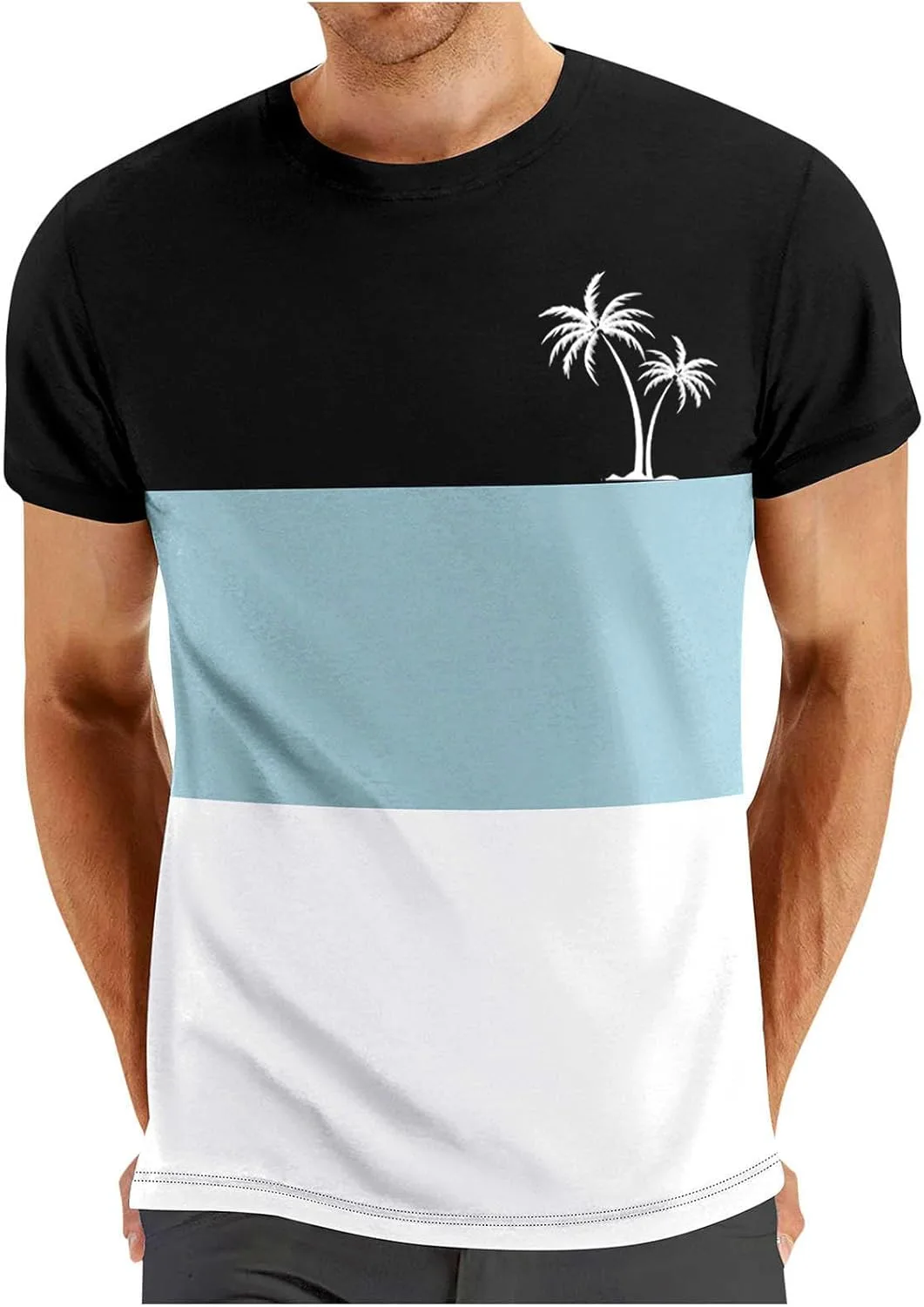

Мужская футболка с коротким рукавом и принтом Coconut Palm, летняя тропическая, цветной блок, свободный крой
