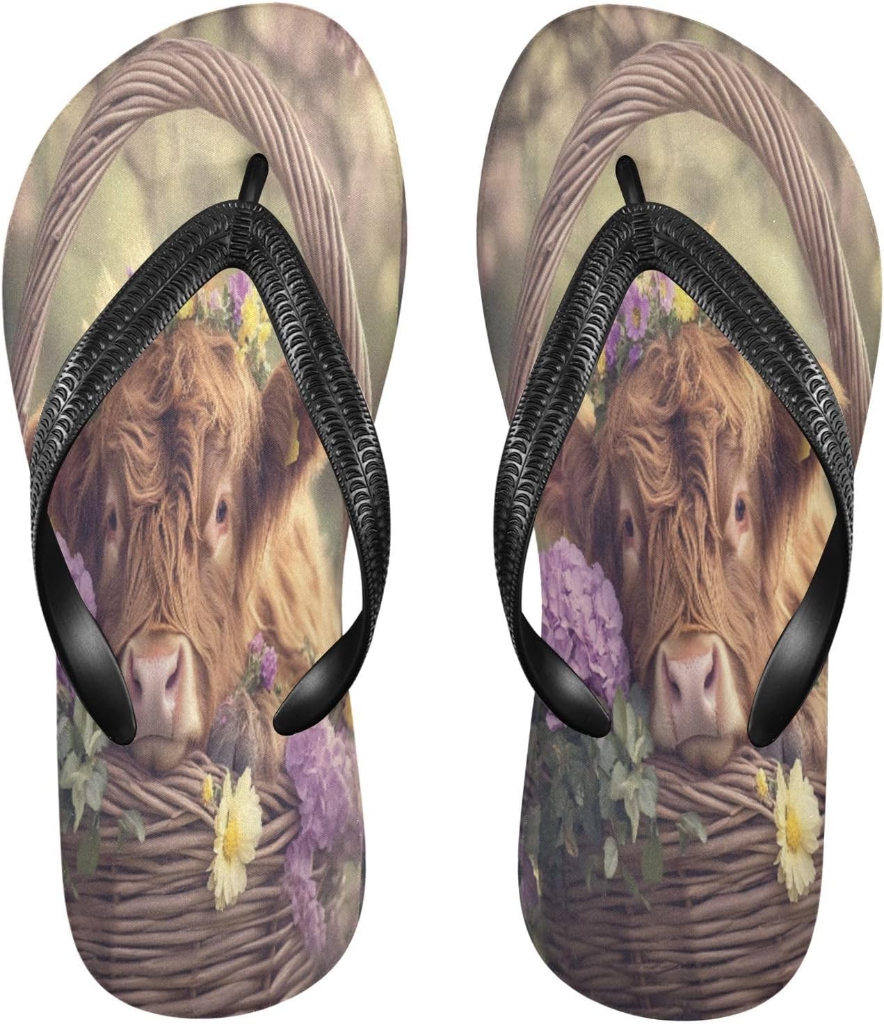 

Мужские сланцы с изображением шотландской коровы, бежевые, для пляжа и душа, резиновые, противоскользящие, летние тапочки для ходьбы Sinestour