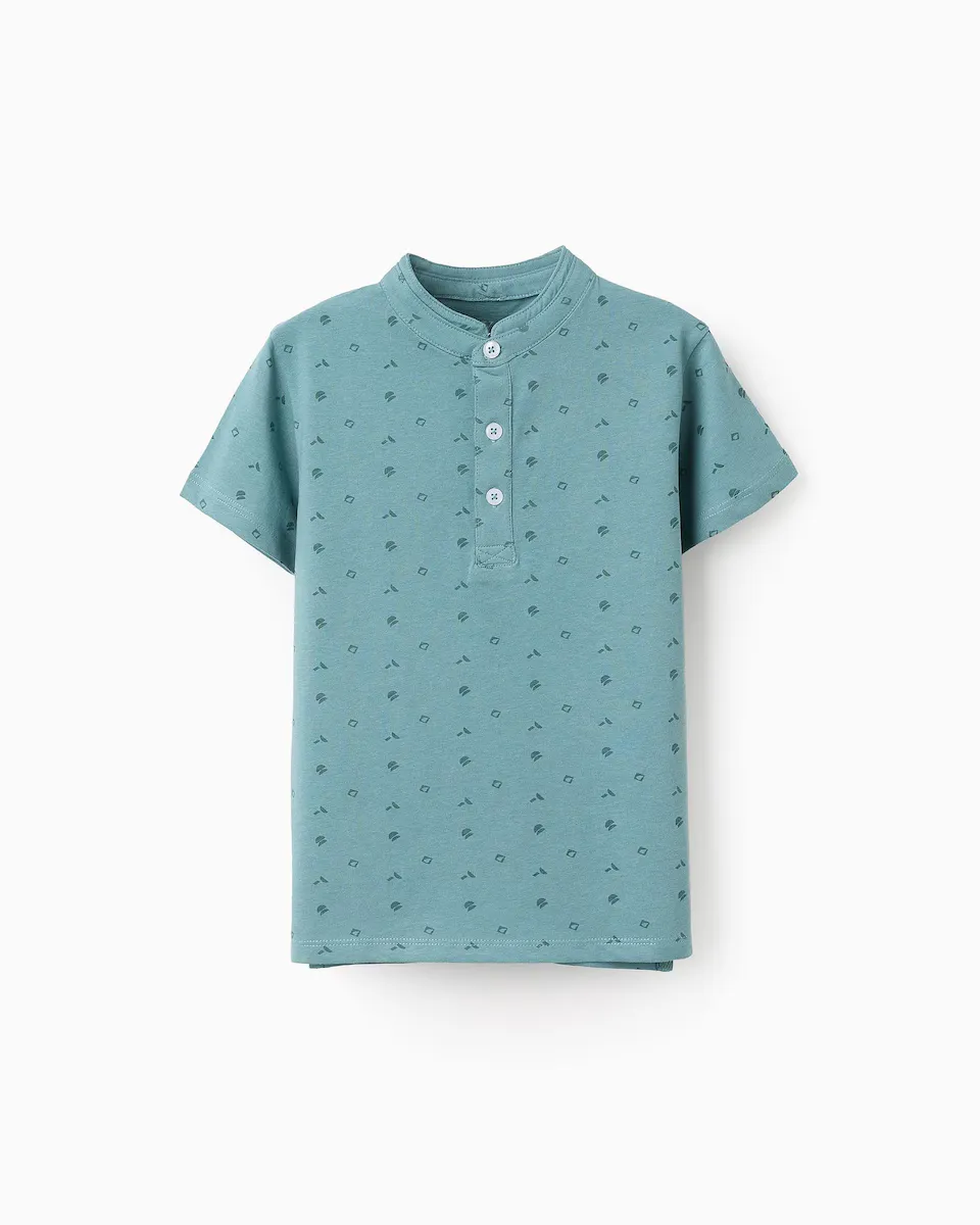 

Рубашка-поло с короткими рукавами и принтом для мальчиков Zippy, светло-голубой