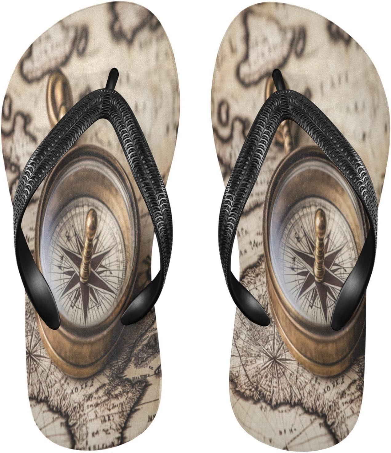 

Мужские и женские пляжные шлепанцы Compass World Map бежевого цвета с резиновыми подошвами, нескользящие, для душа и летней прогулки Sinestour