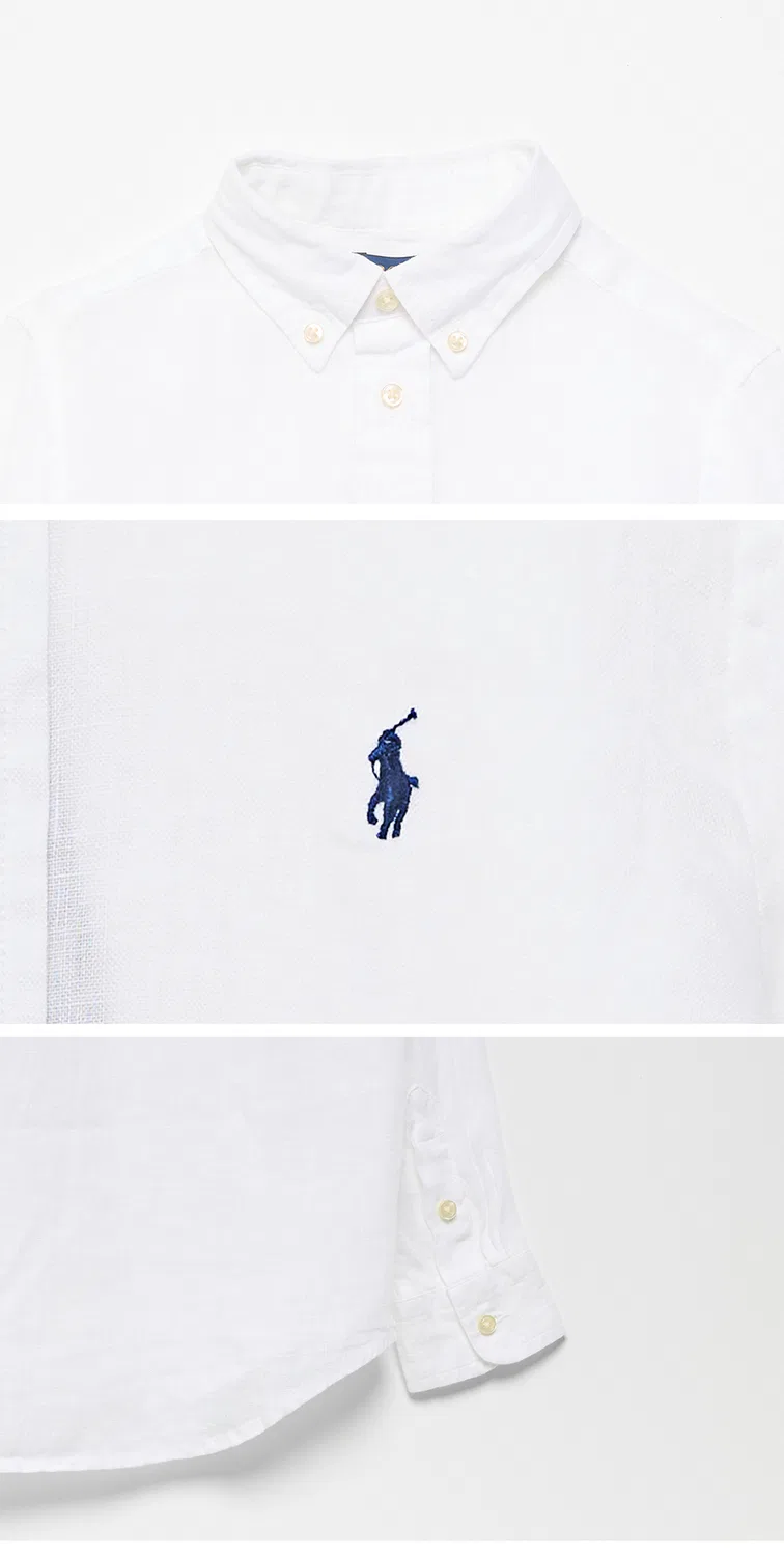 Детская льняная рубашка белая от Polo Ralph Lauren Children — фото 4