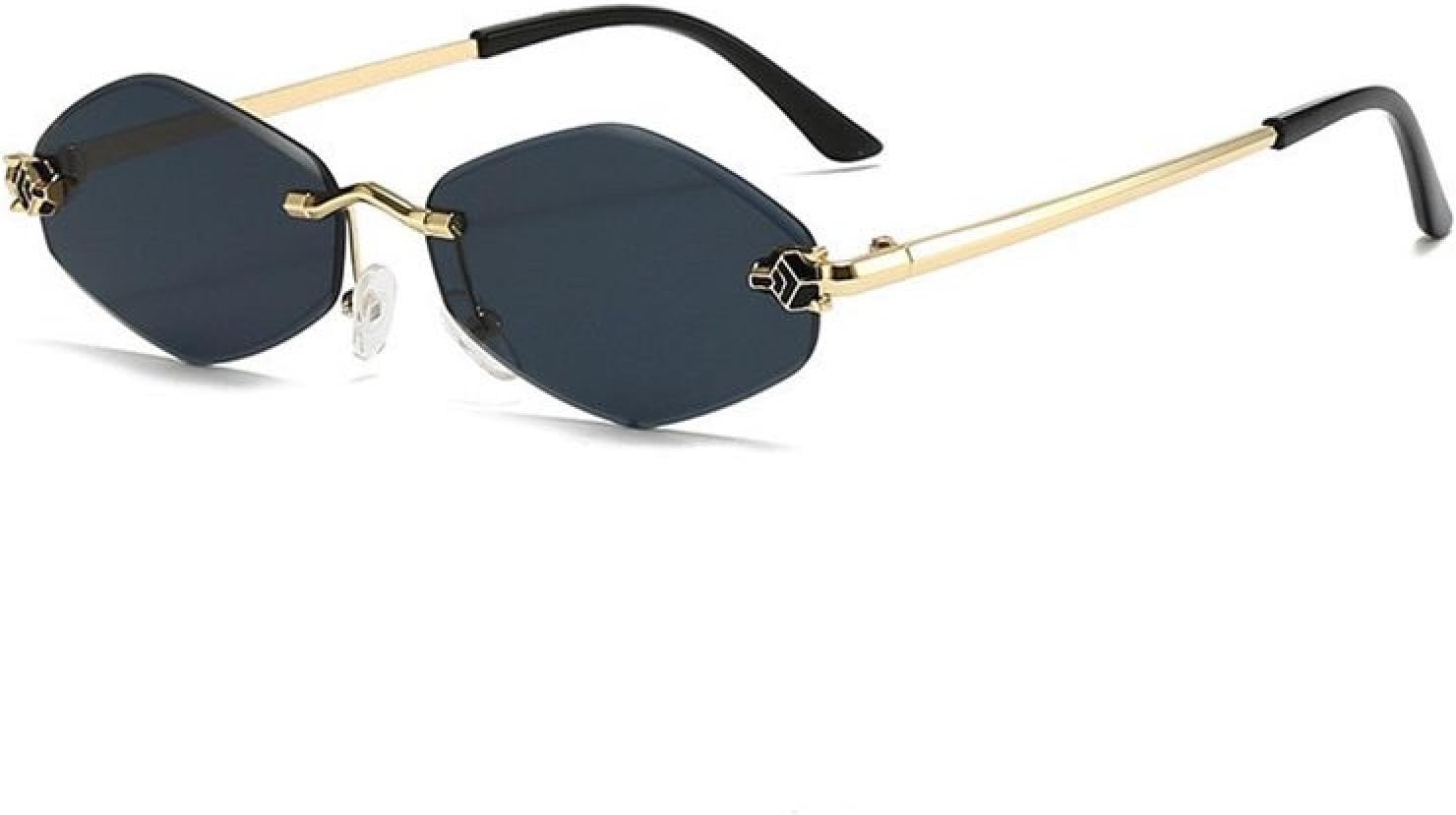 

Сексуальные солнцезащитные очки в стиле панк с шестиугольной оправой и безрамочным дизайном для женщин, роскошные, с ромбовидным оправой, защита от УФ-излучения UV400 TVTBBVV, C1blackgray