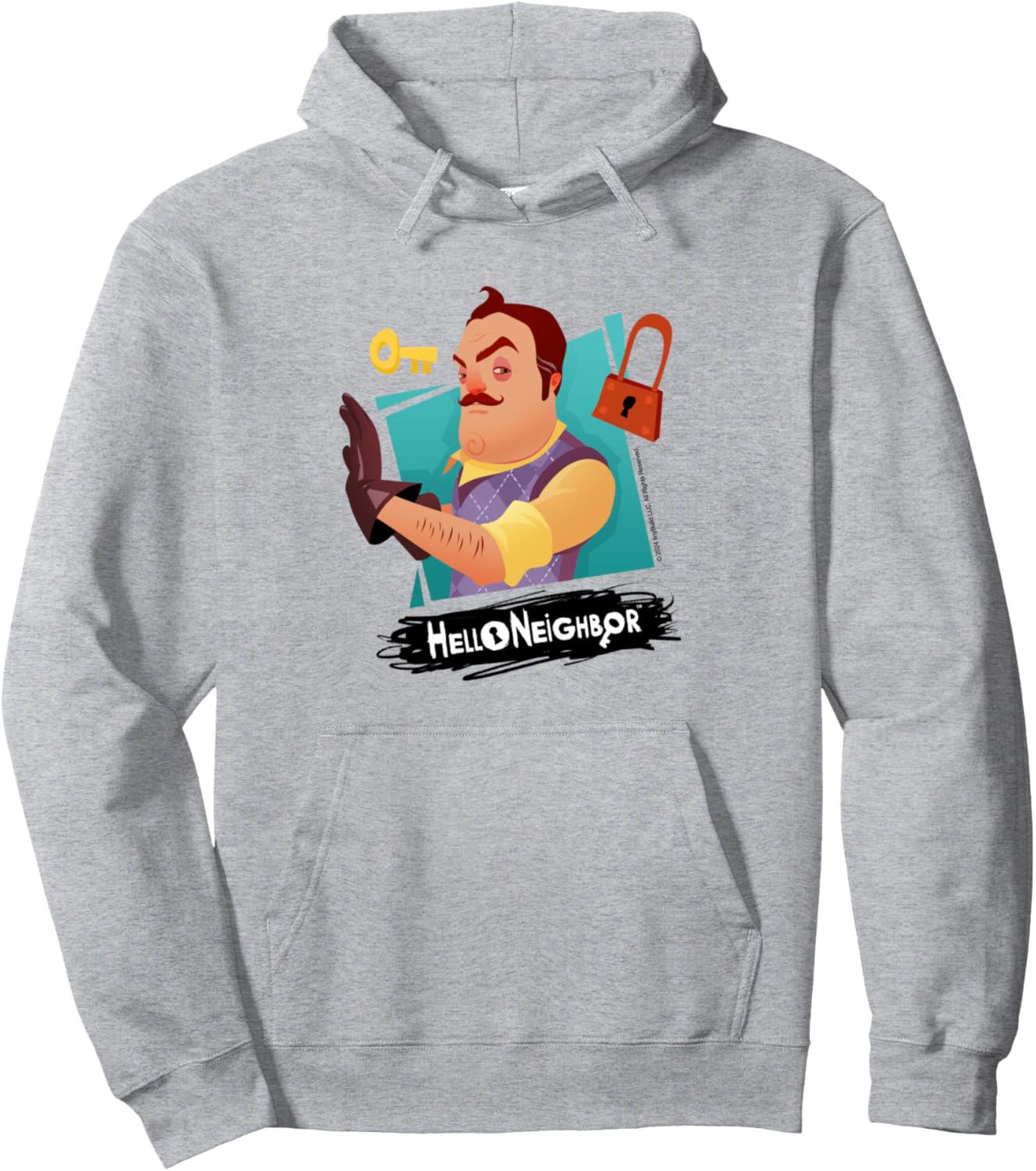 

Толстовка с дизайном, связанным с игрой Hello Neighbor, серый