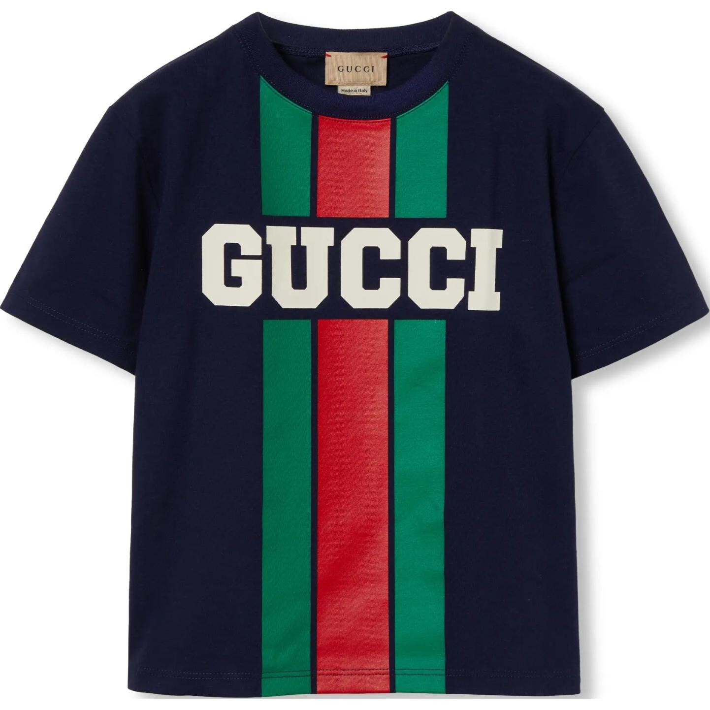 

Футболка детская Gucci с полосатым принтом, темно-синий