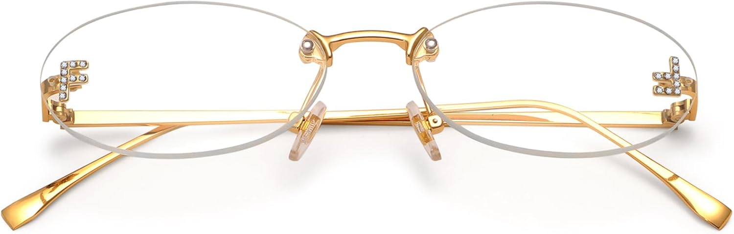 

Модные солнцезащитные очки Dollger без оправы овальной формы для женщин и мужчин, в стиле ретро Y2K, с маленькой оправой в виде бриллиантов, металлические дизайнерские очки 90-х годов, C3: Clear