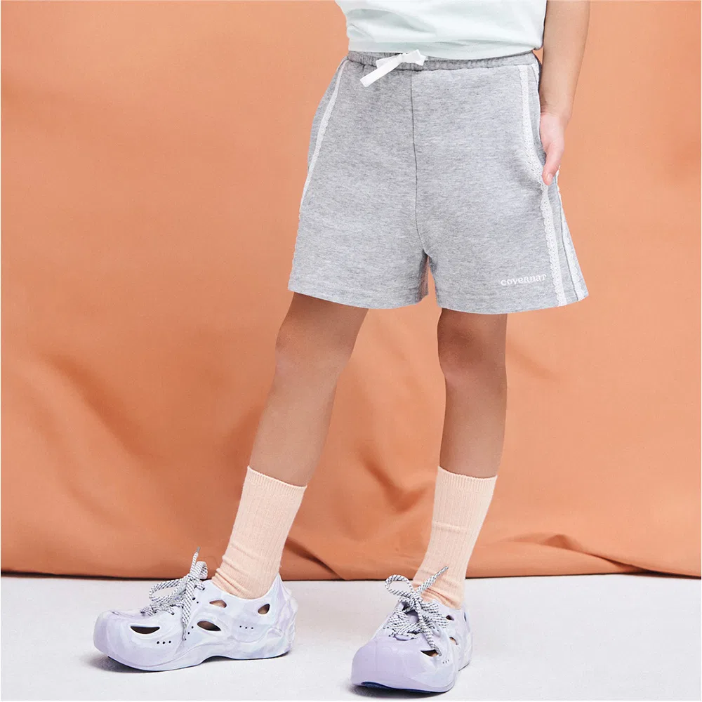Детские шорты с логотипом Cooper меланж серые от Covernat Kids