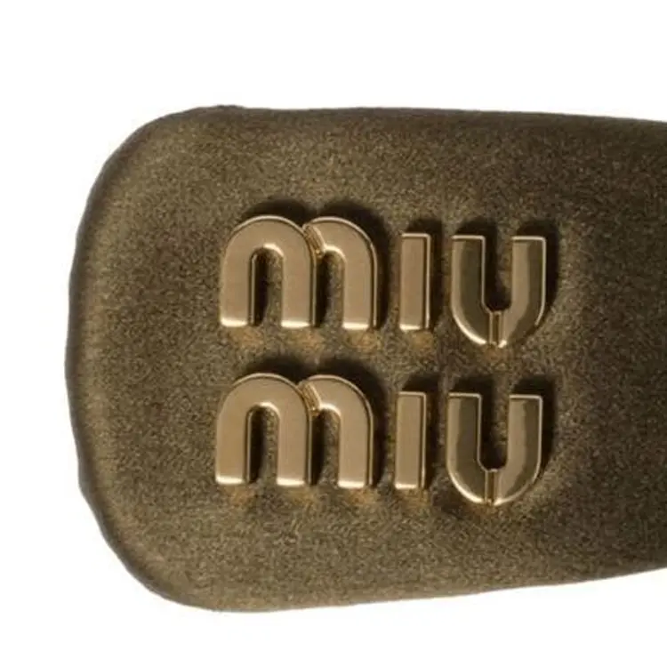 Атласная заколка для волос MIU MIU, оливковый зеленый — фото 3