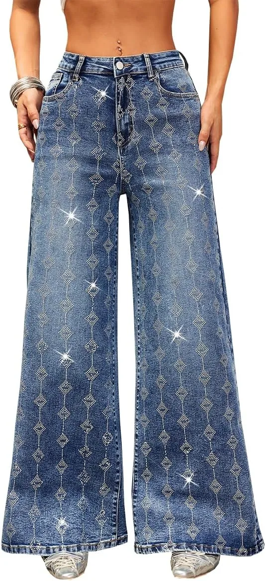 

Женские джинсы с высокой талией и расклешенными штанинами TACSTRUN