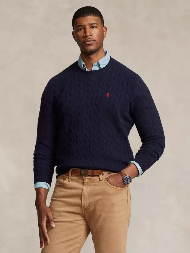 

Джемпер Ralph Lauren Polo Ralph Lauren Big & Tall Cable Knit Cashmere Blend, цвет hunter navy