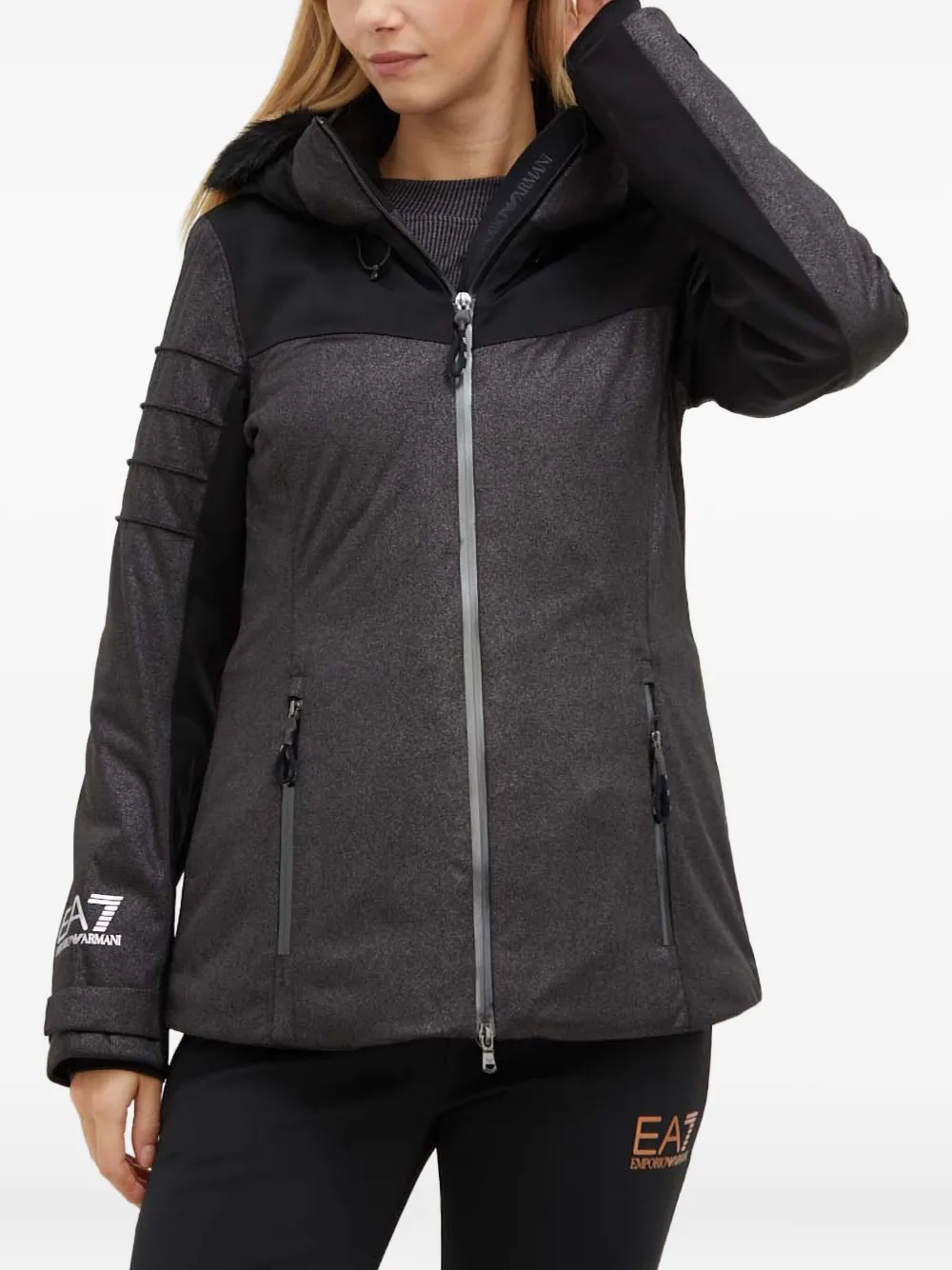 

Куртка с капюшоном и логотипом Ea7 Emporio Armani, черный