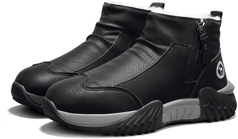 

Зимние мужские ботинки до щиколотки, повседневные кроссовки на молнии сбоку, серые спортивные прогулочные туфли с прочной подошвой Generic